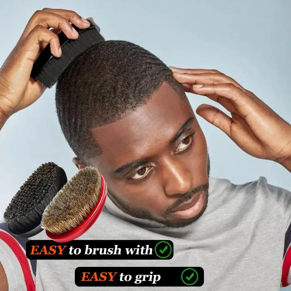 

New Soft Wave Brush Brushing Palm Wood Handle Boar Brushes 360 Curved with Soft Boar Bristles Hairbrush for Wavy Hair
