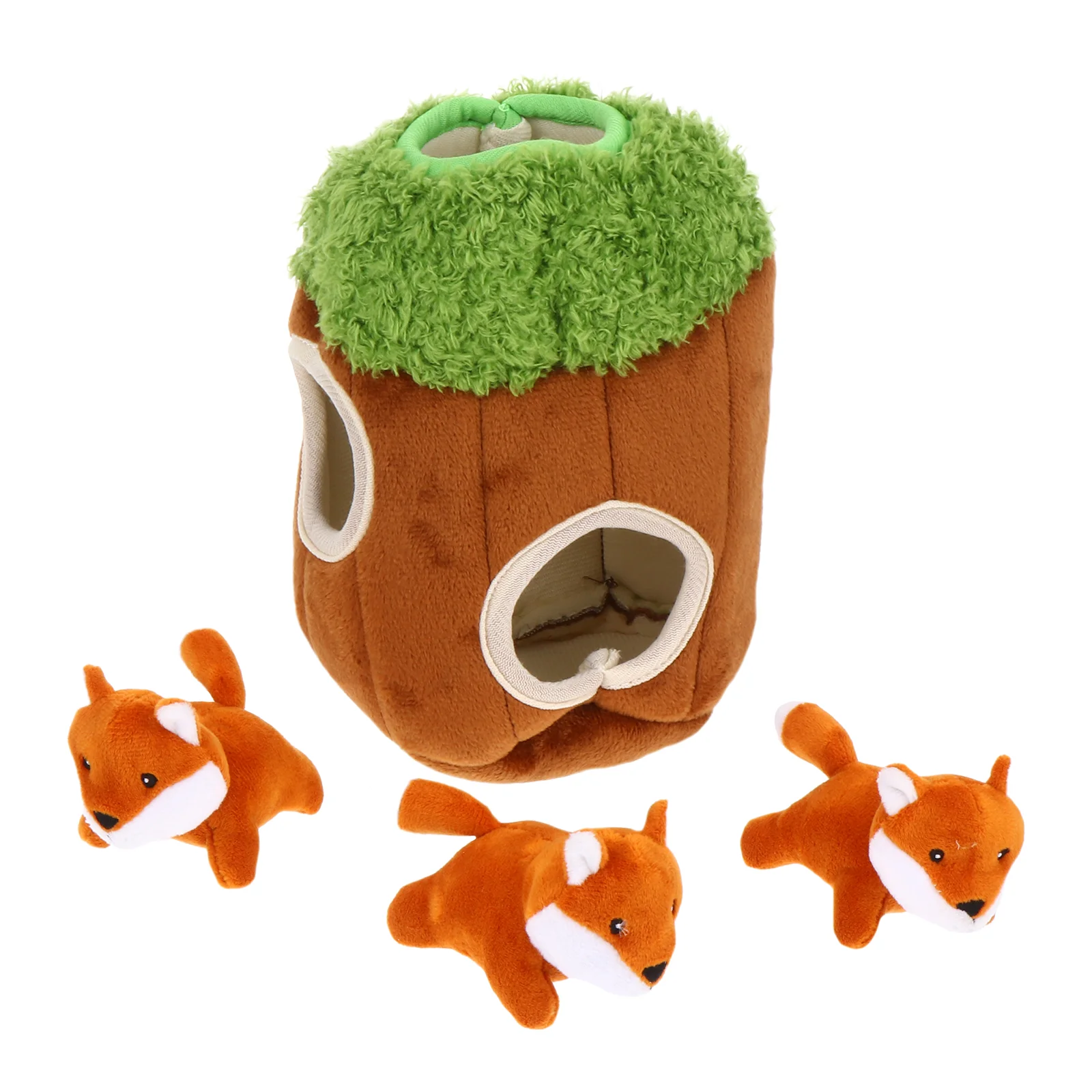 Jouets à mâcher en peluche pour petits chiens, cache-animal orange, jeux interactifs pour animaux de compagnie, 4 pièces