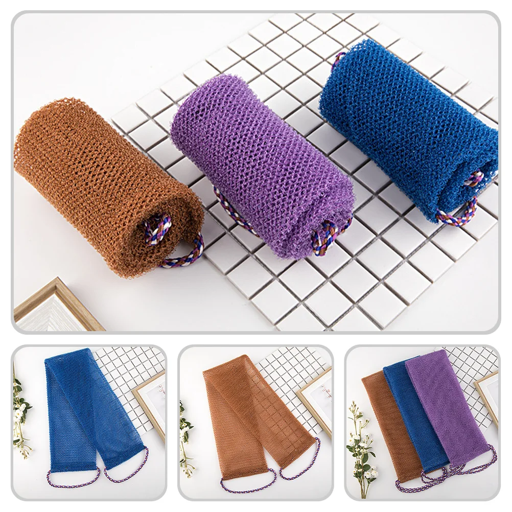 

3Pcs Bath Towels Exfoliating Back Scrubber Strong Decontamination Body Wash Cloth Reinforced Edges Lightweight Camping Use