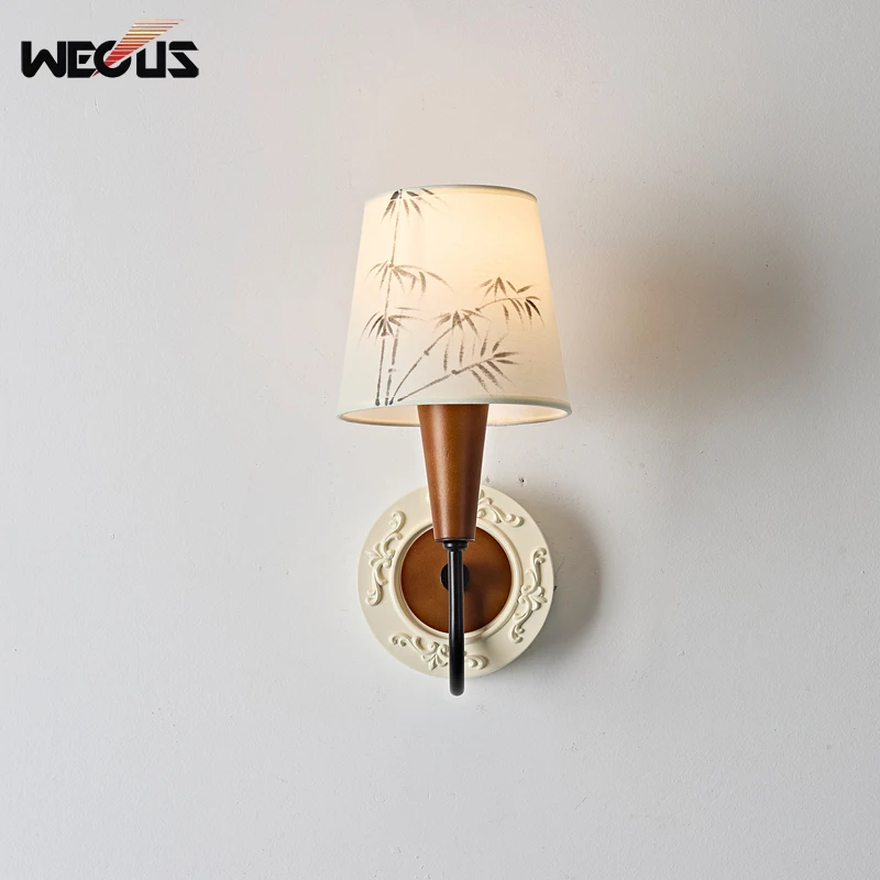 

Song Style Solid Wood Wall Lamp Mid Century Cream Sconce with Hook for Bedroom Bedside Hallway Corridor Living Room Lighting
