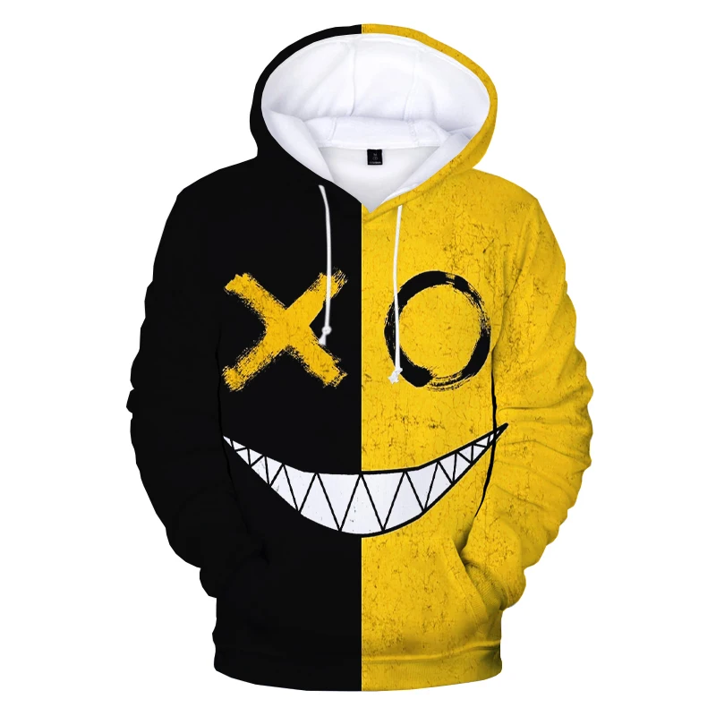 Hoodie de rosto sorridente masculino e feminino, encaixe solto, carta grossa impressa, roupa casual, moda, engraçado, venda quente, 2024