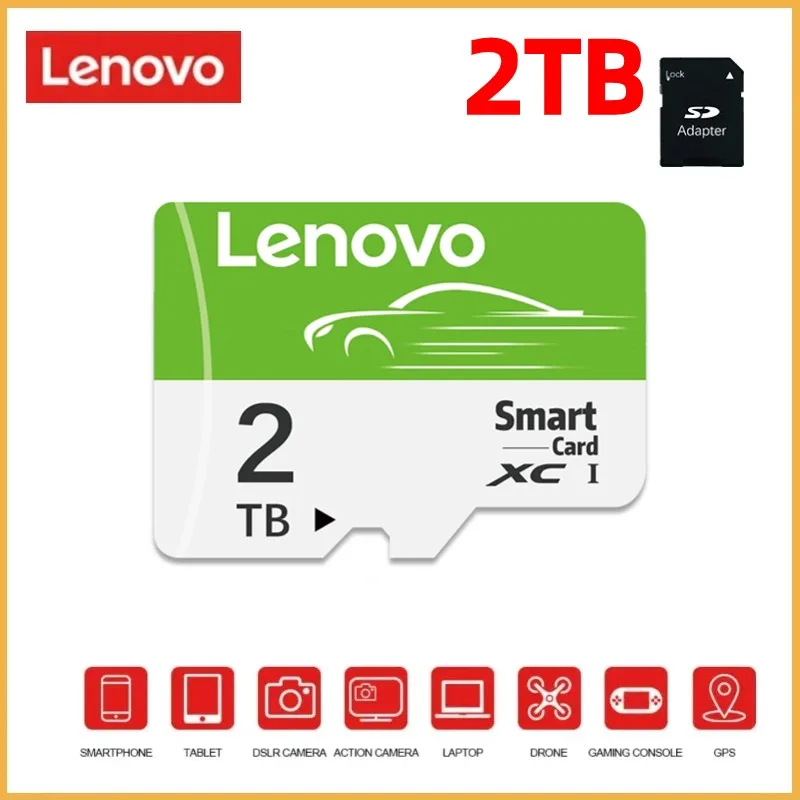 Schede di memoria di scrittura ad alta velocità Lenovo Original cartao De memoriia 2TB A1 scheda Flash di memoria antiurto ad alta velocità da 1TB con adattatore