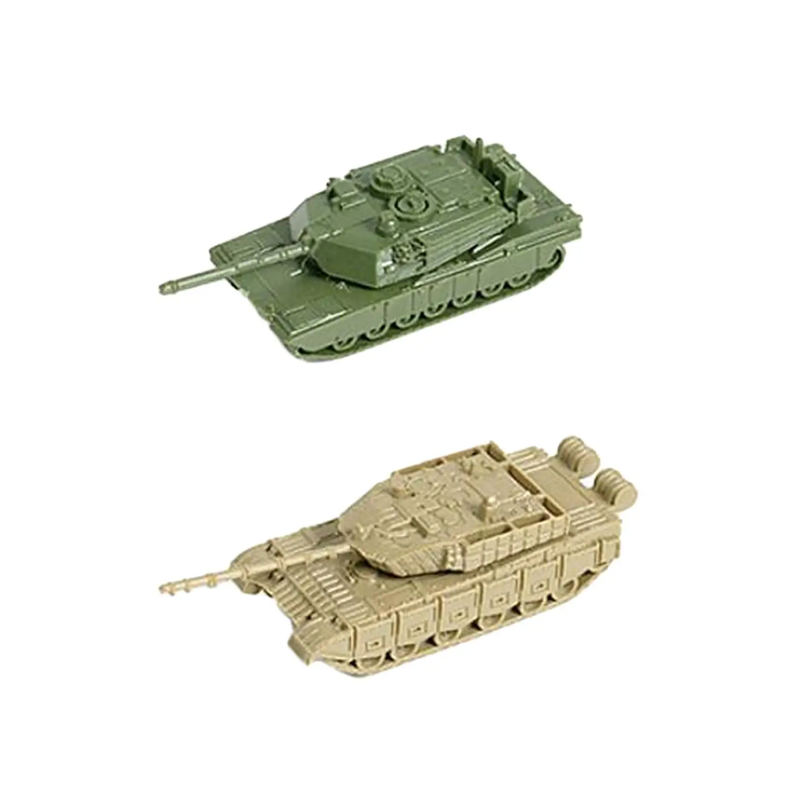 2 Pieces 1:144 Scale Armored Tank Toy Tank Model Puzzle Tracked Crawler Chariot for Table Scene