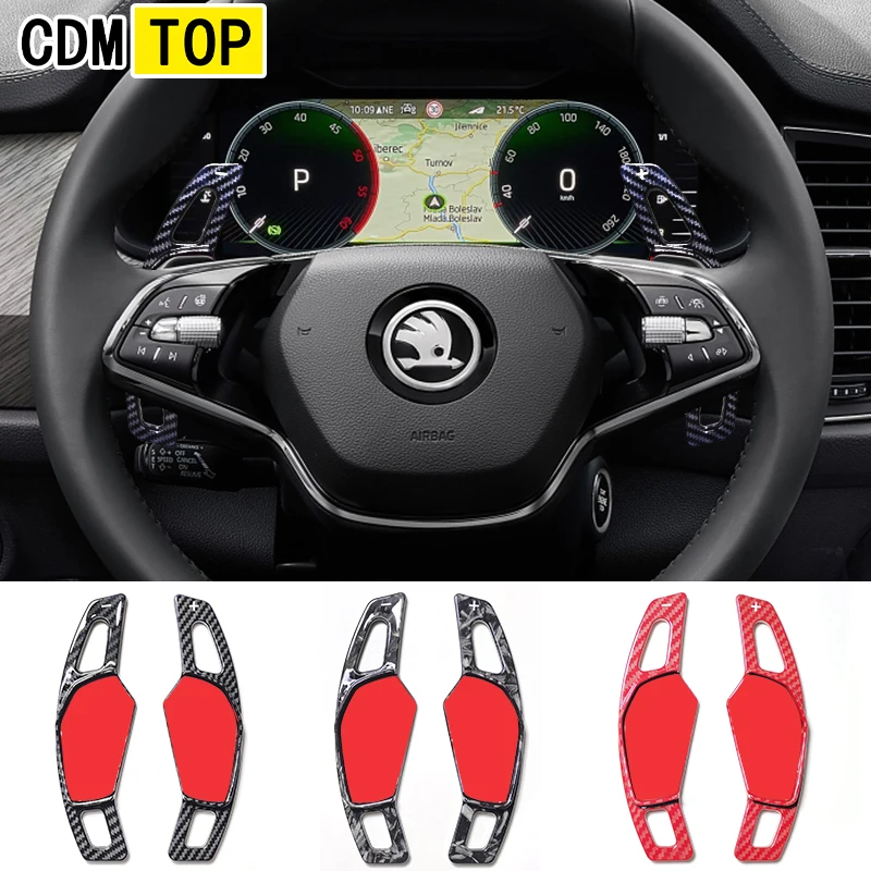 For Skoda Octavia A8 MK4 ENYAQ IV RS VRS Karoq Kodiaq 2020-2022 Car Steering Wheel Shift Paddle Extend Shifters Sticker DSG Gear