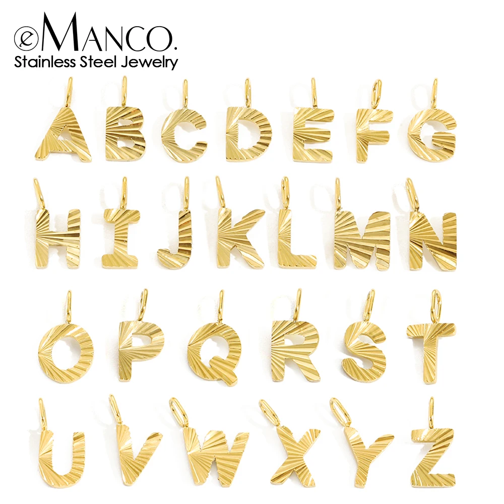 eManco Stainless Steel Wholesale Flower Alphabet Accessory Necklace Pendant Name Ripple Alphabet