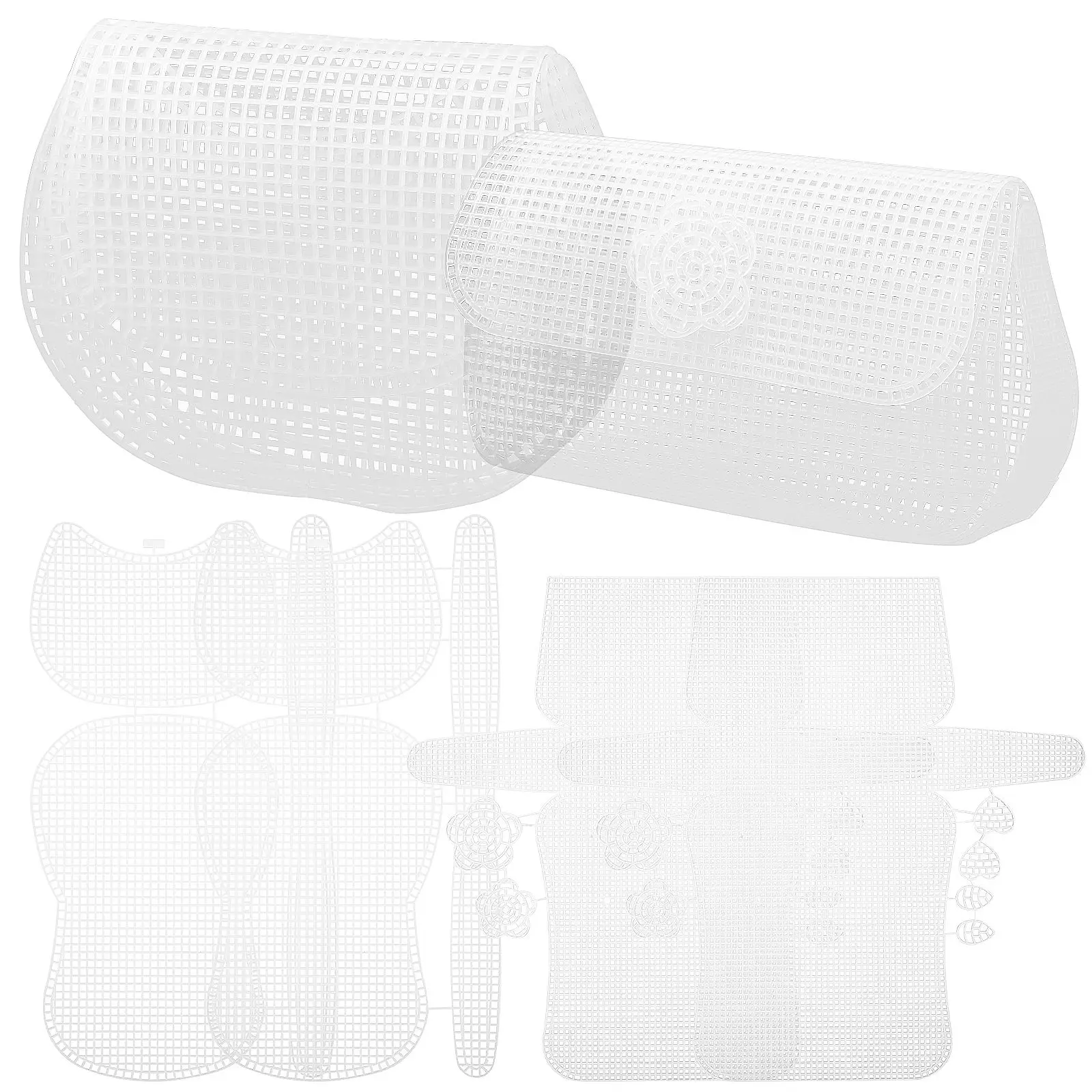 6 Pcs Plastic Mesh Canvas Sheets 2mm Holes Clear White DIY Handbag Accessories Bag Making Supplies Crochet Crafting Sewing