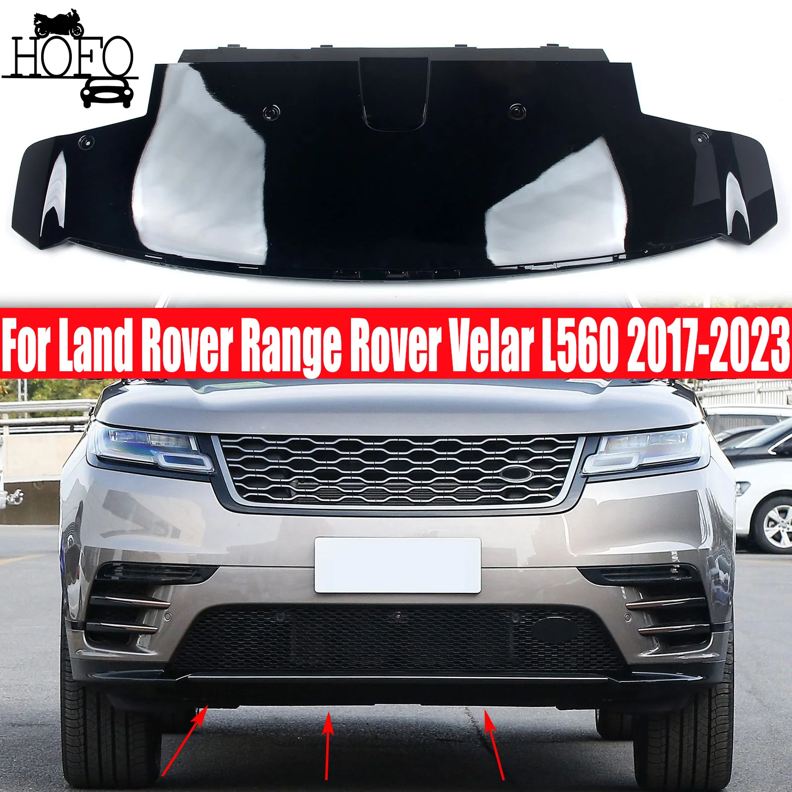 Front Bumper Tow Hook Cover For Land Rover Range Rover Velar L560 2017-2023 Lower Spoiler Trailer Towing Guard Plate Cap