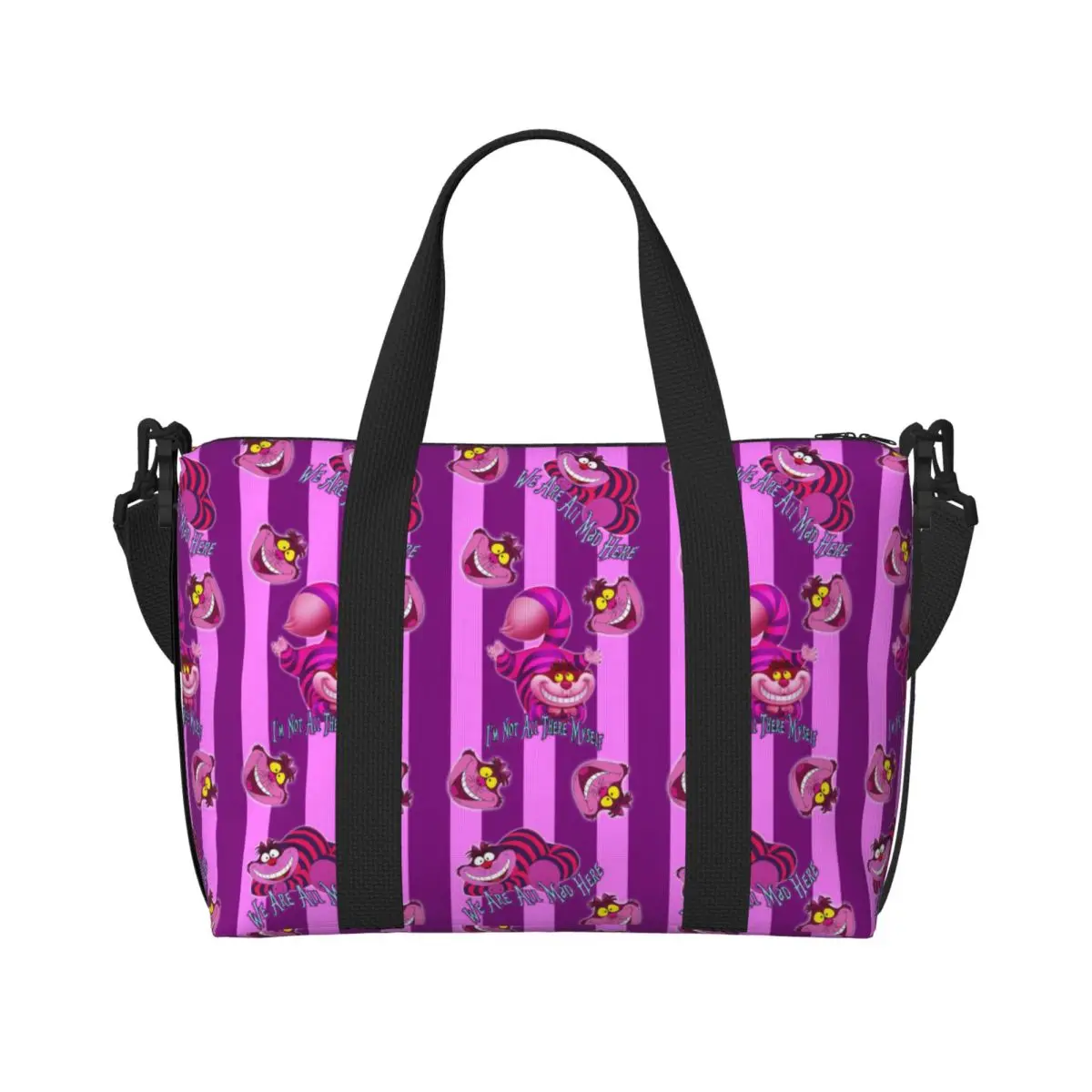 

Пляжная сумка-тоут с изображением Чеширского кота для женщин, с большим отделением, для пляжа, спортзала и путешествий