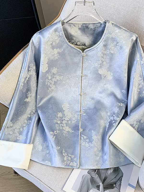 

Ele ort атласная куртка с вышивкой, женское осеннее элитное пальто на пуговицах в стиле ретро в национальном стиле, повседневная одежда