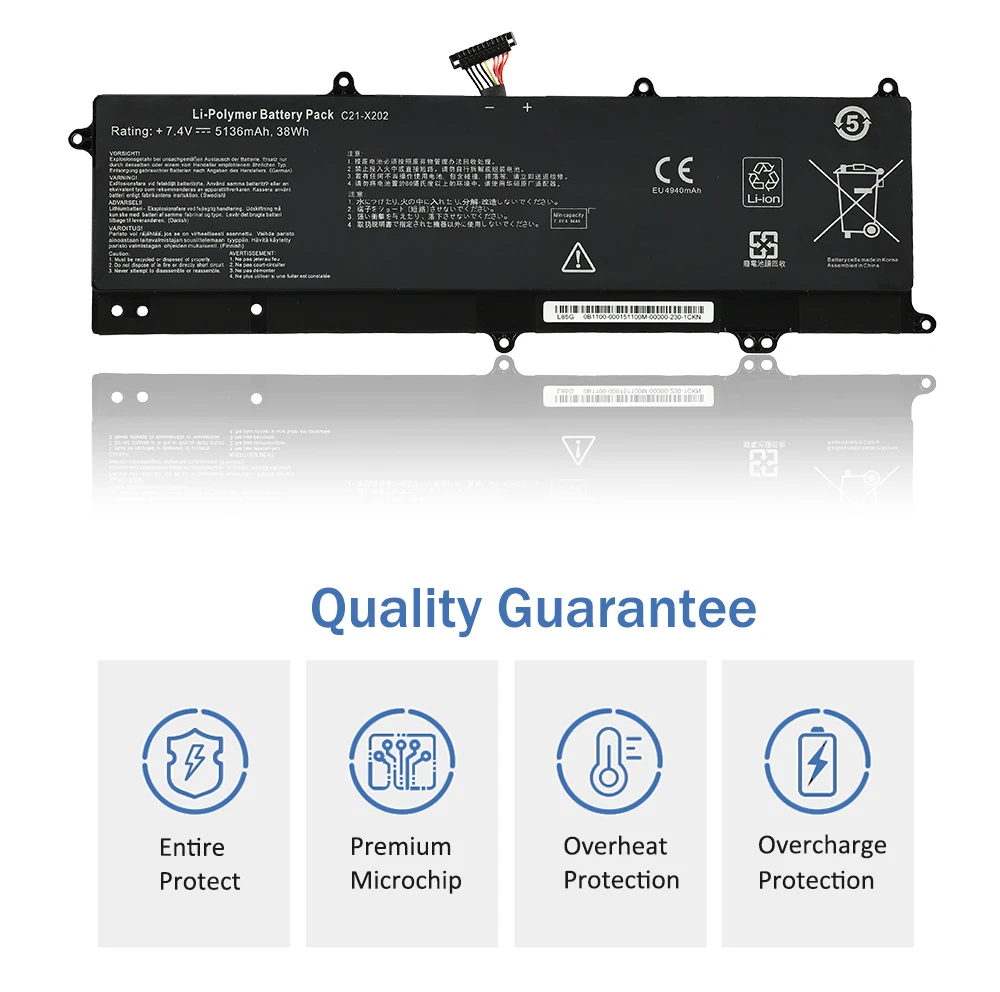 ETESBAY C21-X202 5136mAh Laptop Battery For ASUS VivoBook S200 S200E X201 X201E X202 X202E  S200E-CT209H S200E-CT182H Series