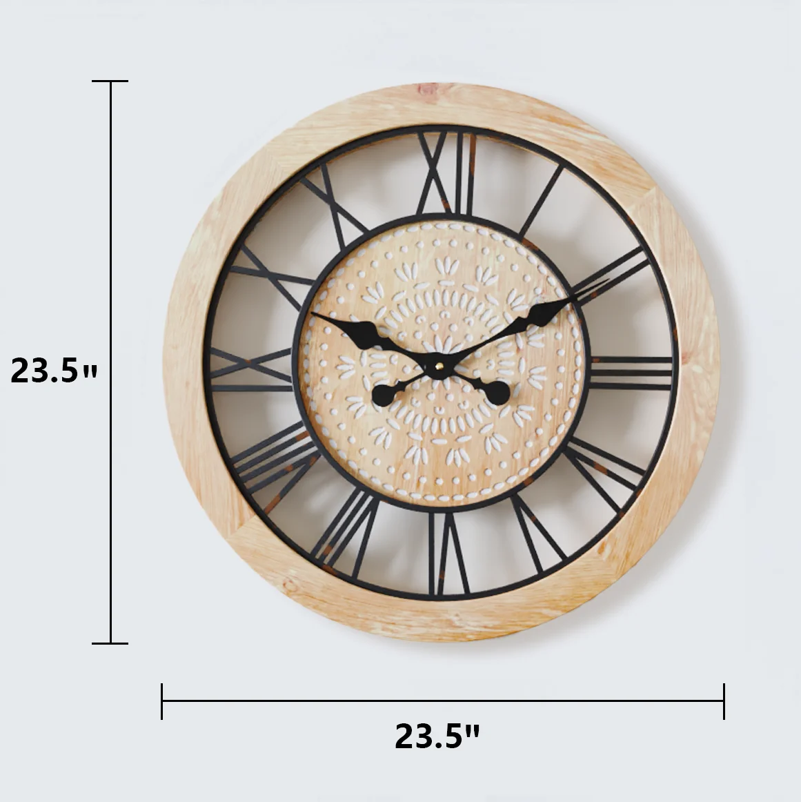 Posimia Antique Style Wind Iron Wood Wall Clock Rustic Vintage Design
