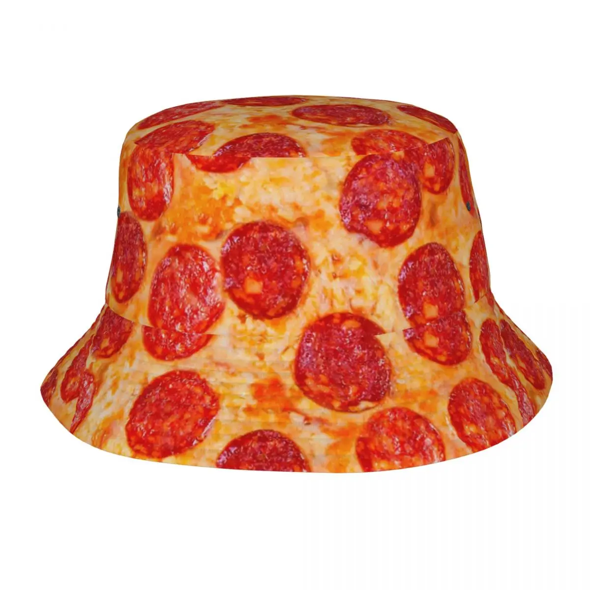 Pepperoni Pizza Bucket Hat Delicious Food Hawaii Fisherman Caps For Unisex Trendy Beach Travel Sun Hats Personality Graphic Cap