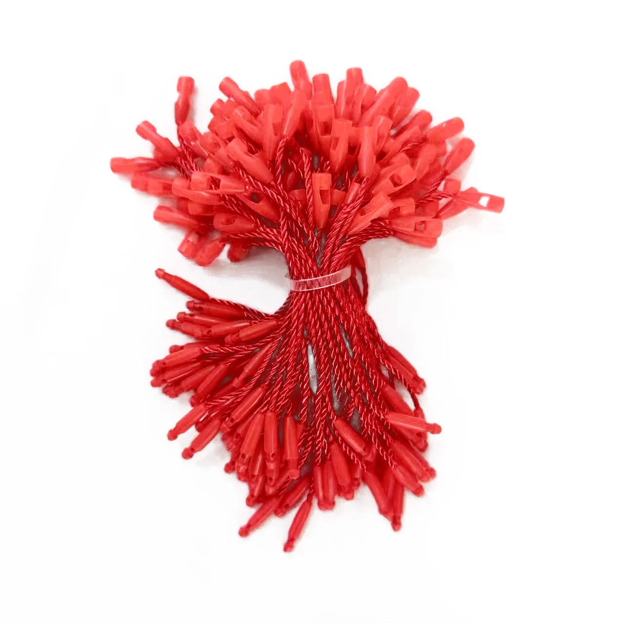 100PC /lot Plastic Tag 12cm Hang Tag Polyester Rope String Snap Lock Pin Loop Tie Fasteners for Garment Bag Tags Cards