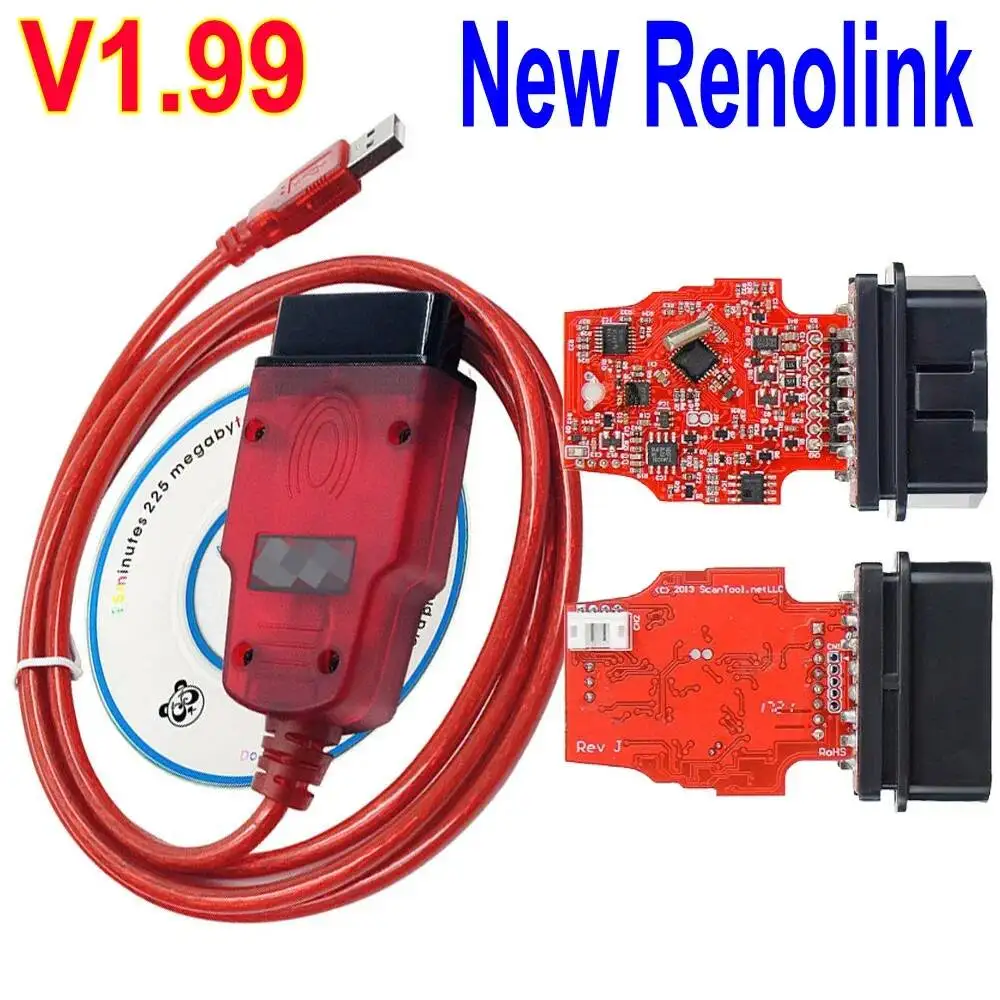 For Renault V1.99 Renolink OBD2 Diagnostic Interface D-Acia Vehicles ECU Programmer Airbag Key Coding Multi-Function