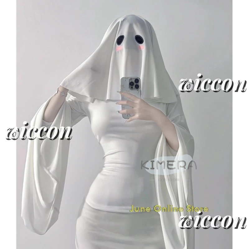 Disfraz de fantasma femenino bonito y Sexy, disfraz de Halloween para asustar la cara, disfraz de grito, disfraz de Halloween para adultos