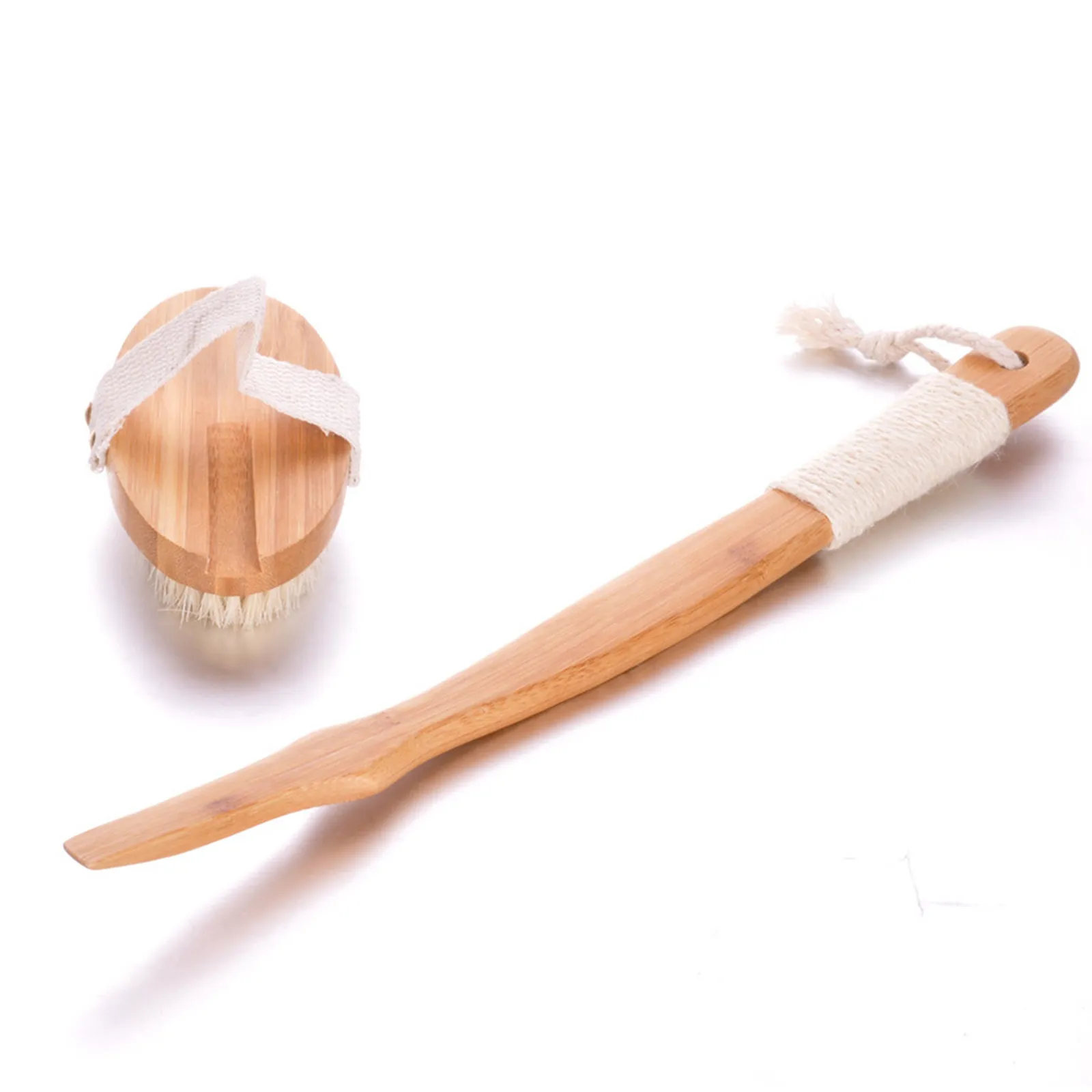 1Pcs Natural Wood Handle Premium Pig Bristle Bath Brush for Body Exfoliation Deep Cleansing Pores Massage Circulation Shower