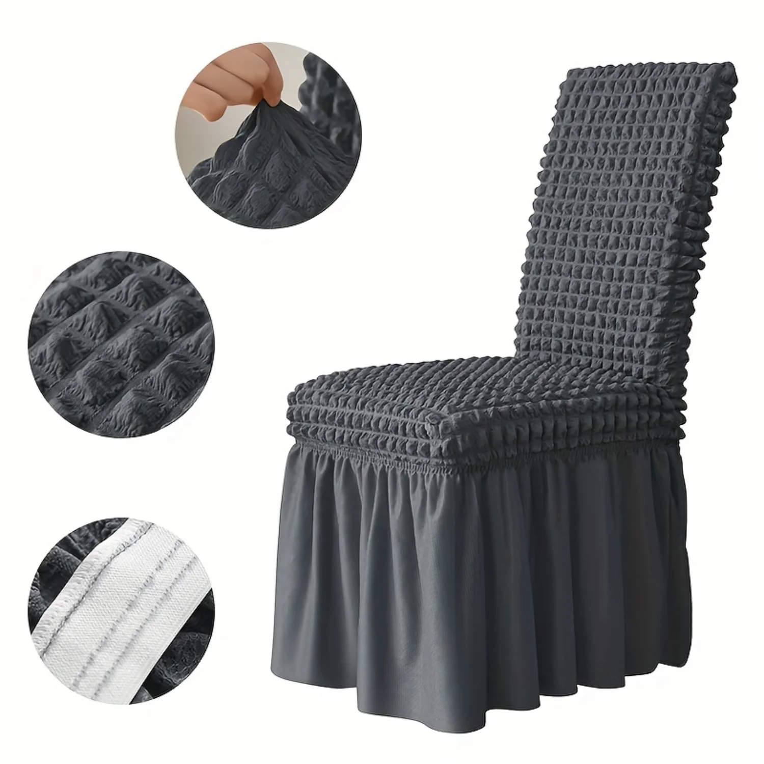 

Elegant Seersucker Dining Chair Slipcover - 1pc Non-Slip, Durable Protector for Versatile & Event Use