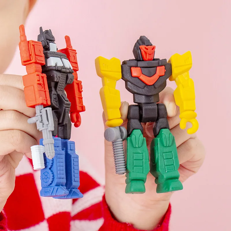 3 Box pencil Eraser Creative Warframe Robot Modeling Cartoon Rubber Set Student June 1st End Christmas Prizes Gift