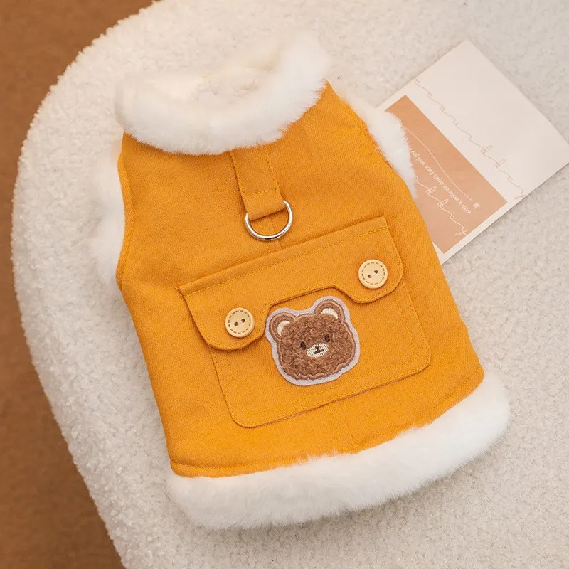 Winter Dog Clothes Thickened Pet Cotton Clothes for Pulling Vests Warm Clothing for Puppy Teddy Cartoon Two Legs Clothes