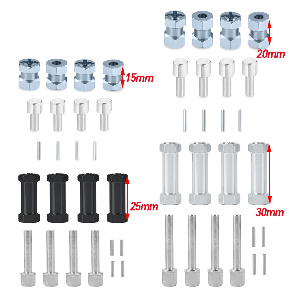 AXSPEED 4PCS 12mm Hex Wheel Hub Adapter Extended Drive Combiner 15/20/25/30mm for 1/10 RC Crawler Axial SCX10 TRX4 TRX6 Parts