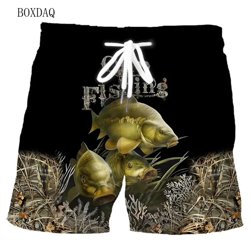 Pantalones cortos de pesca a la moda para hombre, Shorts informales de playa con estampado de peces en 3D, ropa de talla grande 6XL, pantalones