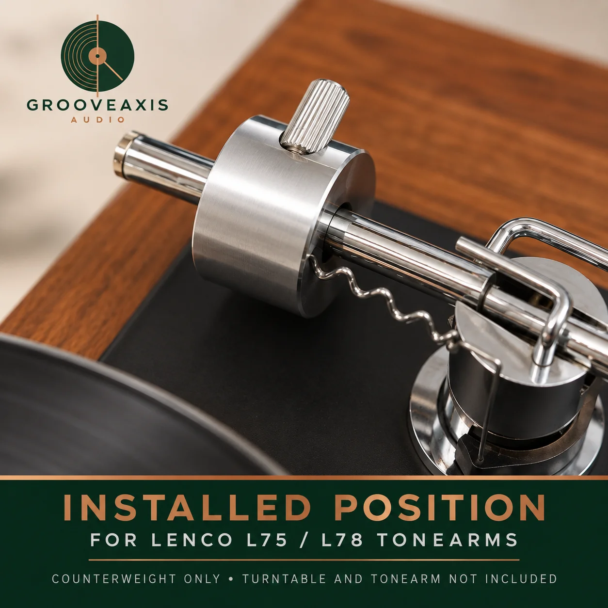 Lenco L75 L78 Turntable Part GROOVEAXIS 106g Tonearm Counterweight Stainless Steel 30x21mm 9mm Bore HiFi Accessory