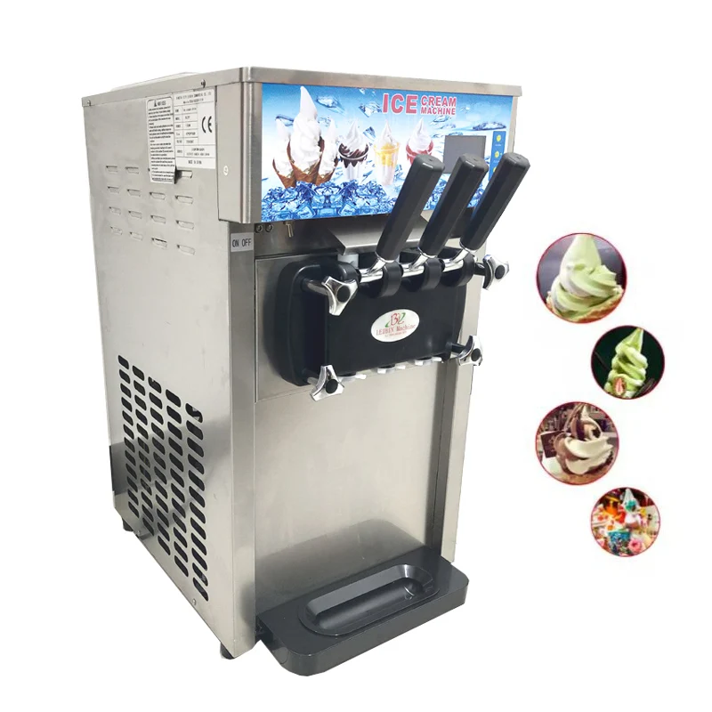 Three-color Soft Ice Cream Machine Mini Soft Table Top Small Ice Cream Maker 110V/220V