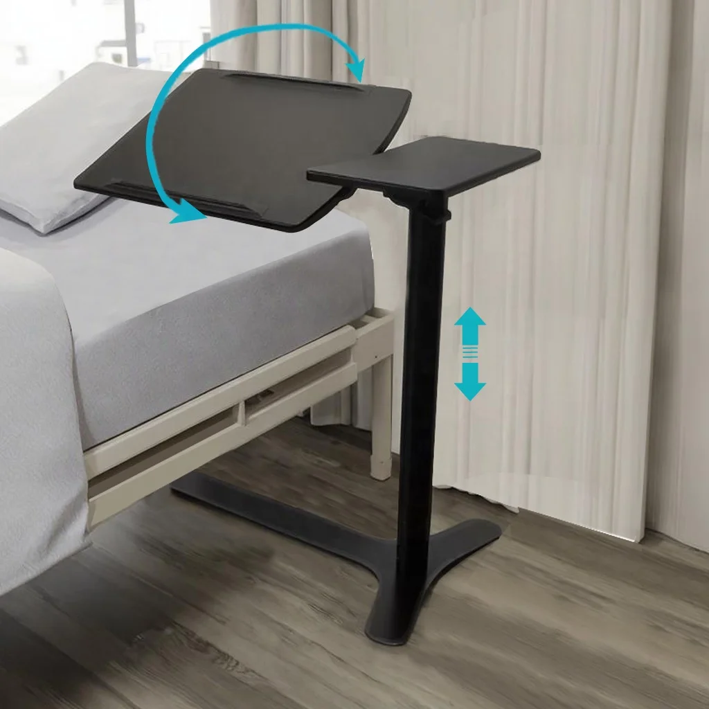 

Hospital Scalable Movable Lifting Bedside Table Height Adjustable Pneumatic Overbed Laptop Computer Desk Sofa Side Desk