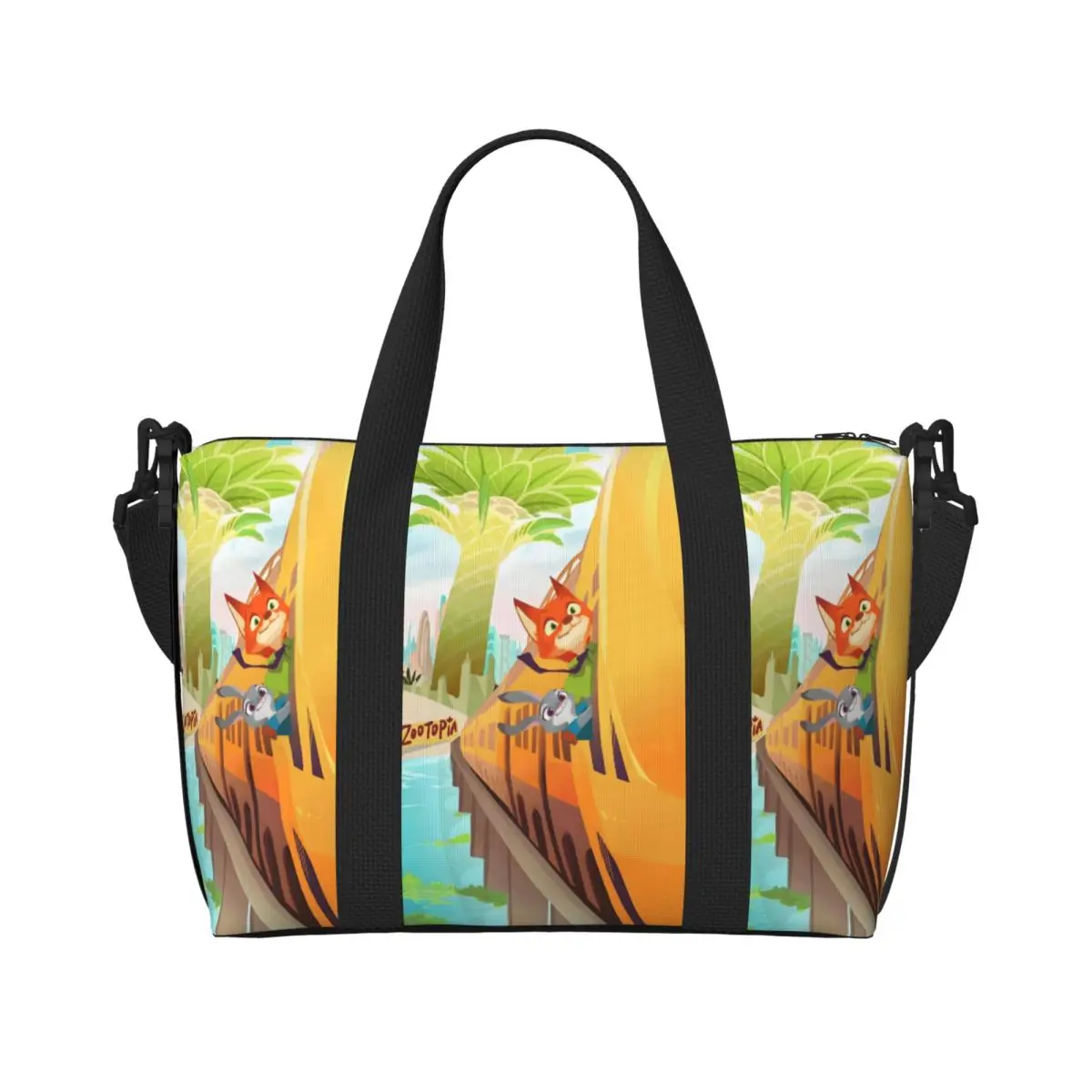 

Custom Zootopia Tote Bag Women Large Capacity Judy and Nick Beach Gym Shoulder Travel Bag