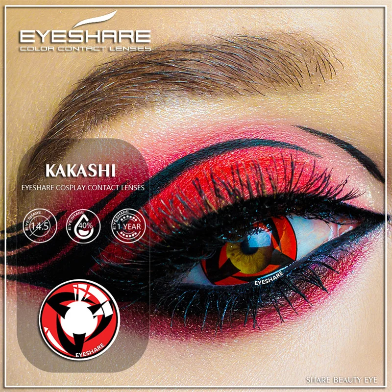 EYESHARE 2pcs Cosplay Colored Contact Lenses Anime Color Lenses for Eyes Red Contact Lenses for Halloween Yearly Cosmetic Pupils