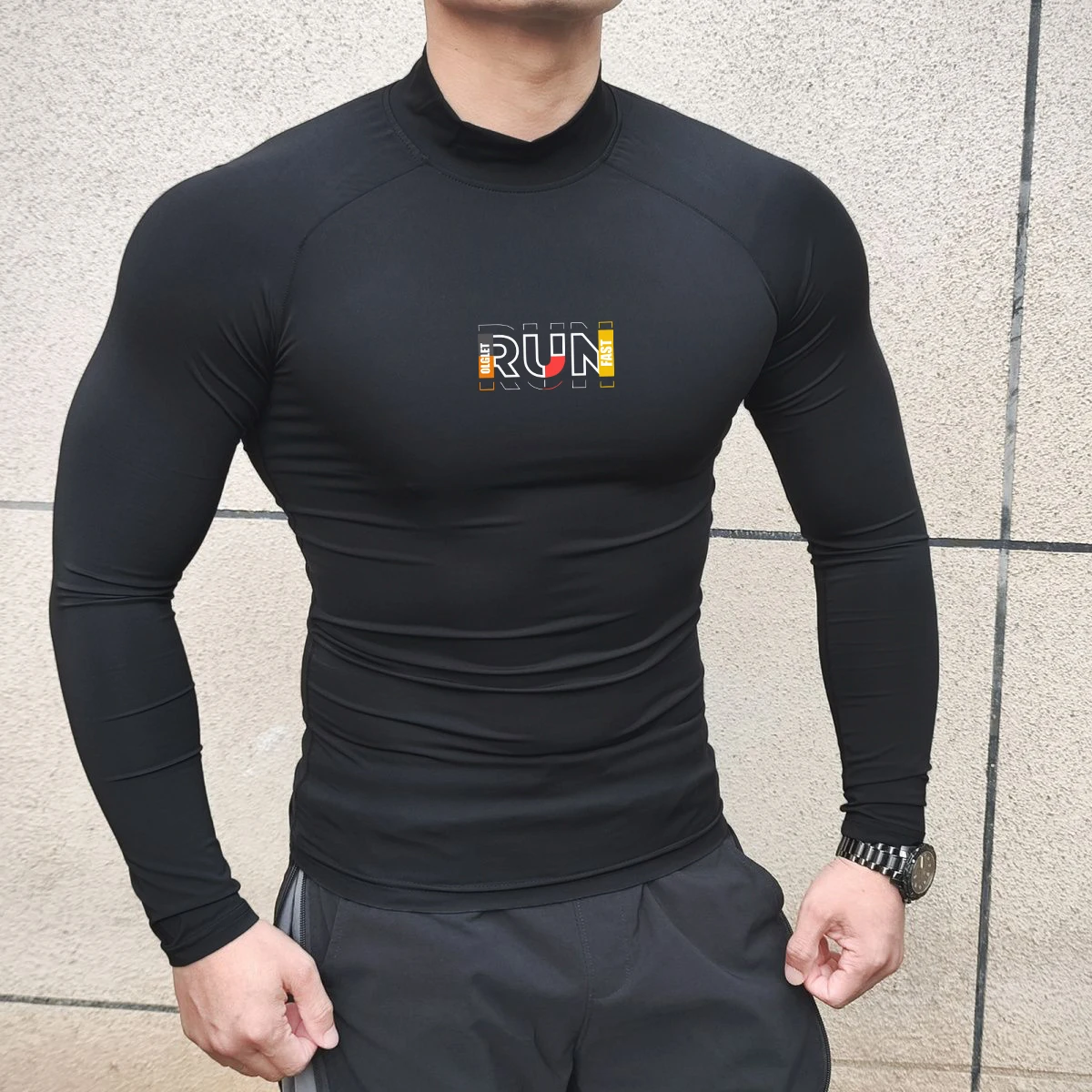 Compression Long Sleeve T Shirt Men Quick Dry Running Tops Gym Training Elastic Undershirts