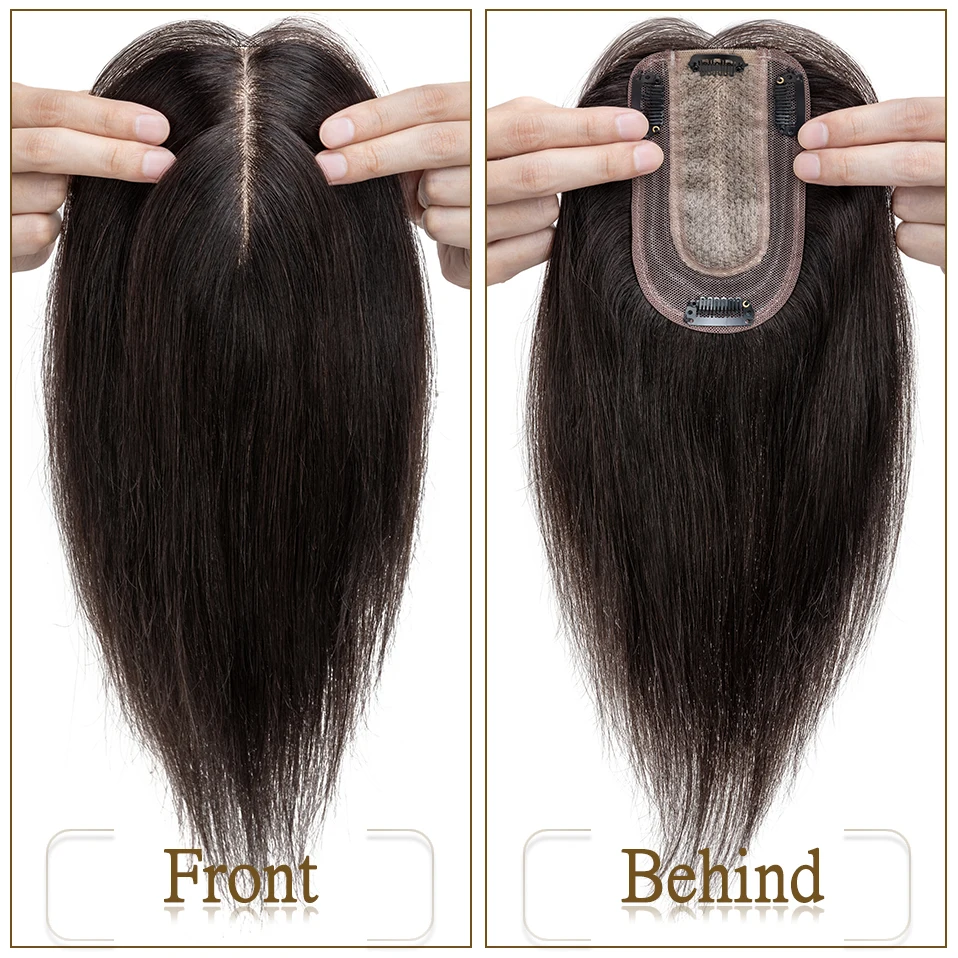 S-noilite Hair Toppers 7x13cm Women Topper Hair Clip Natural Hair Wig 100% Human Hair For Women Silk Base Clip In Hair Extension