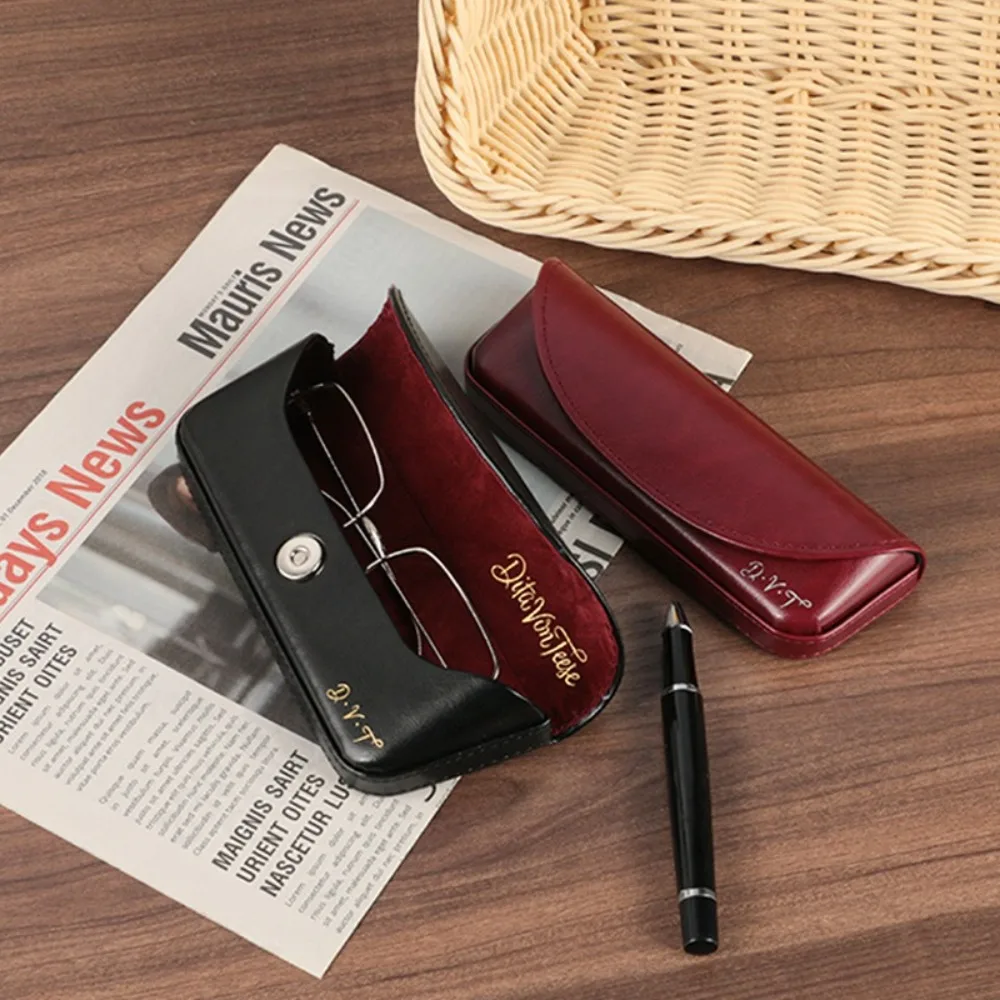 حافظة نظارات جلدية كلاسيكية محمولة مضادة للسقوط وخفيفة الوزن صندوق نظارات مضاد للضغط للجنسين