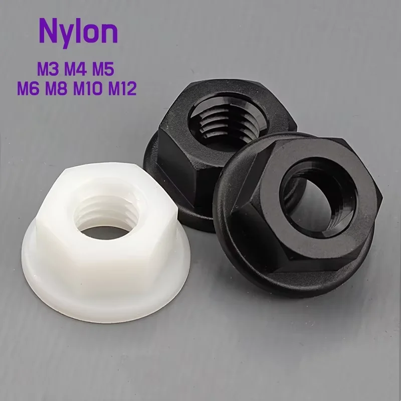 

Black-M8 1000 шт. нейлоновая шестигранная фланцевая гайка черно-белая пластиковая стопорная гайка для теплоизоляции/электричества