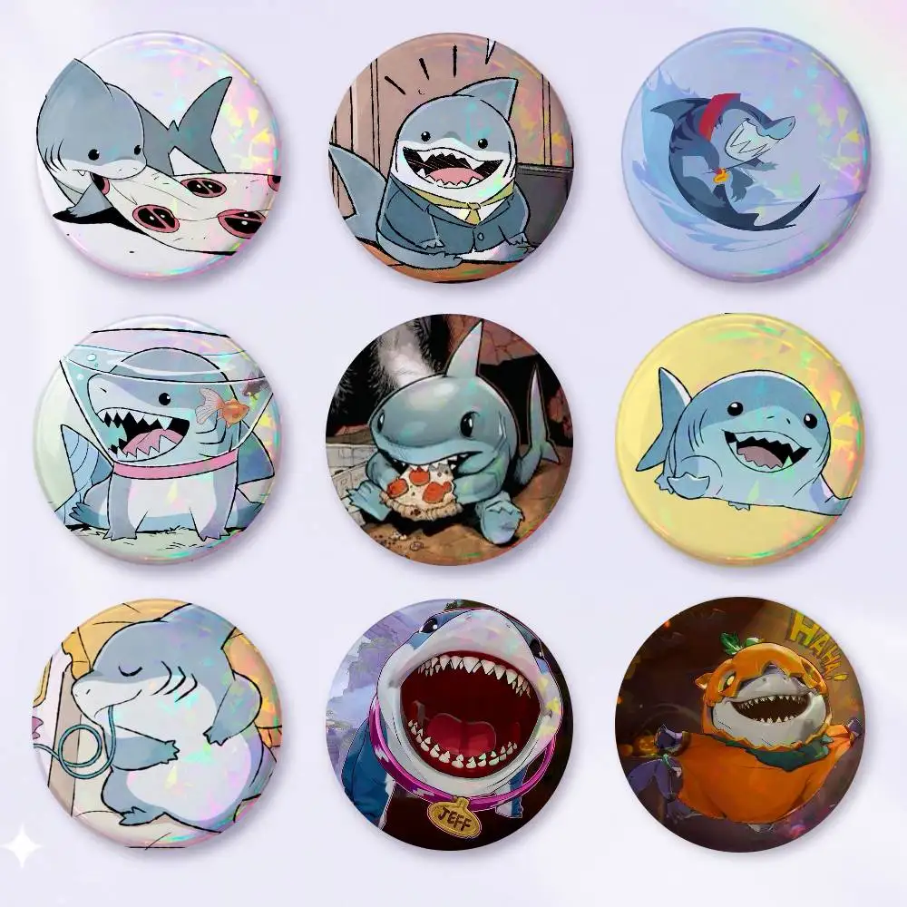 A-j-Jeff The Land S-Shark Art Badges Button Round Creative Pin Brooch Badge Bag Decor Accessories Fans Collect Friends Gifts