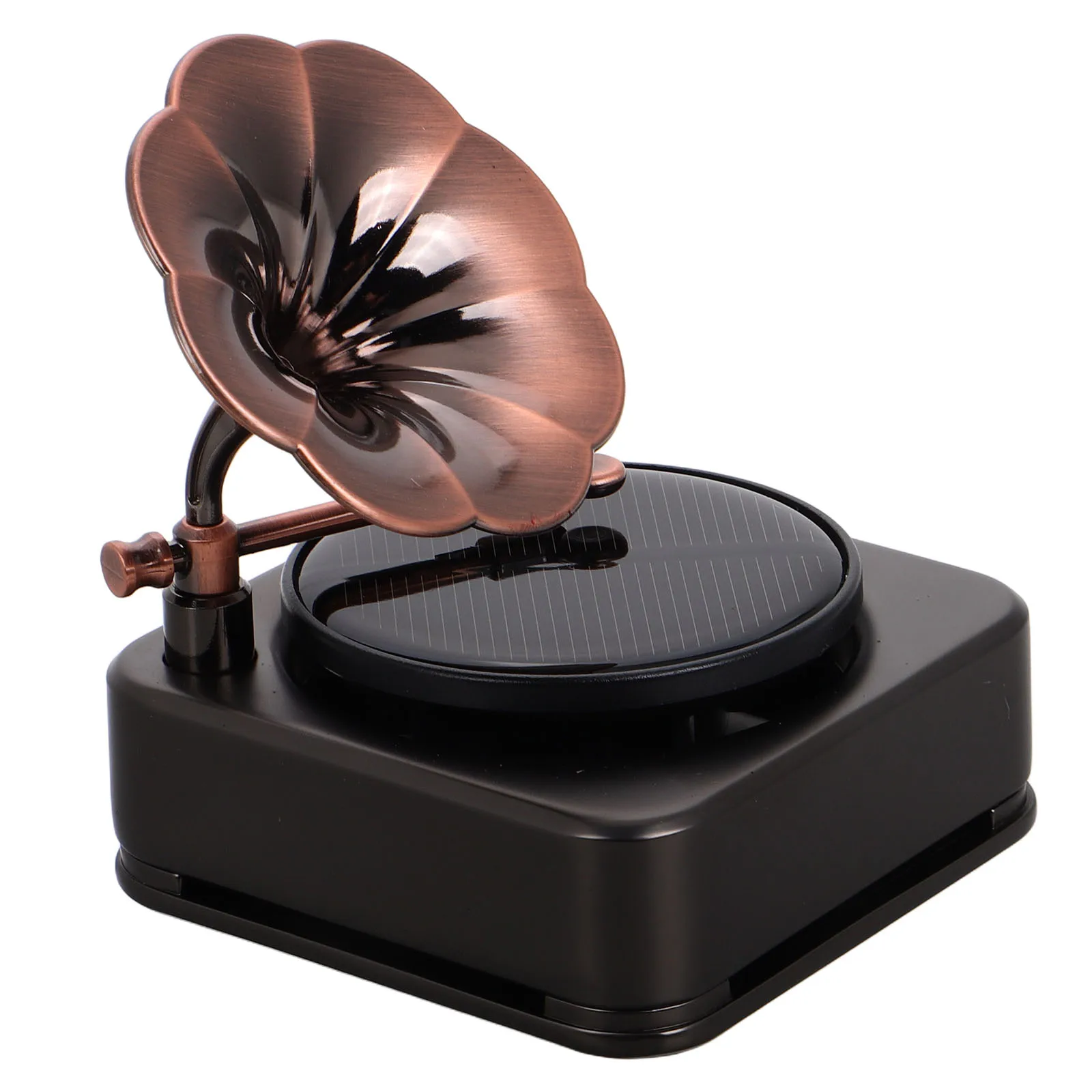 

Solar Car Perfume Diffuser Elegant Zinc Alloy Aromatherapy Seat Phonograph Design Fragrance Release Dashboard Mount Vehicle