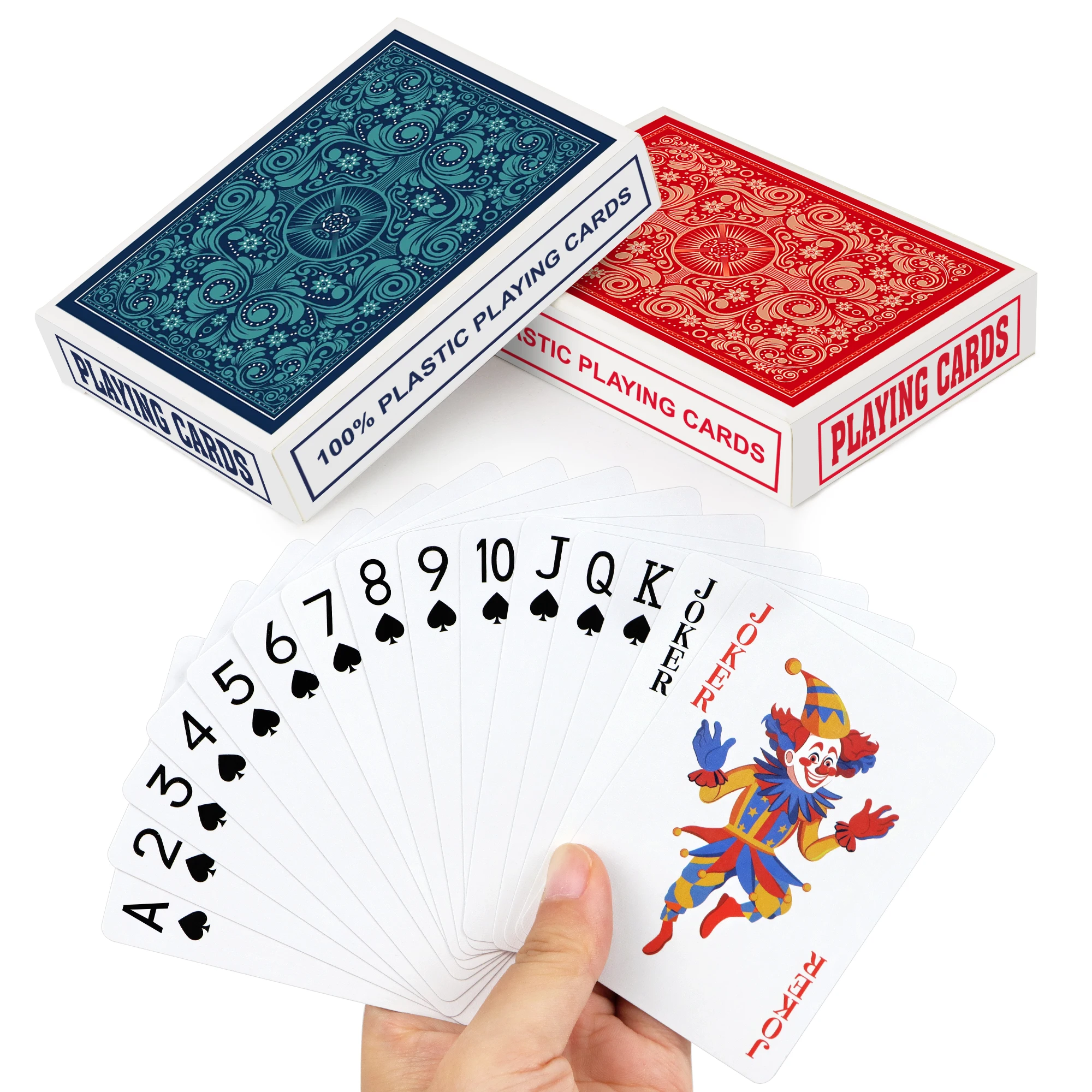 2Deck Waterproof Plastic Playing Cards for Adults, Premium Professional Poker Card Set for Texas Hold'em Card Games