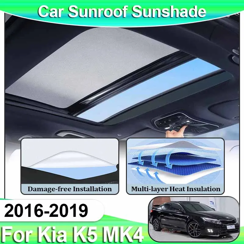 Car Skylight Sunshades For Kia K5 MK4 Accessories Optima JF 2016 2017 2018 2019 Electrostatic Adsorption Sunroof Cover Sun Visor