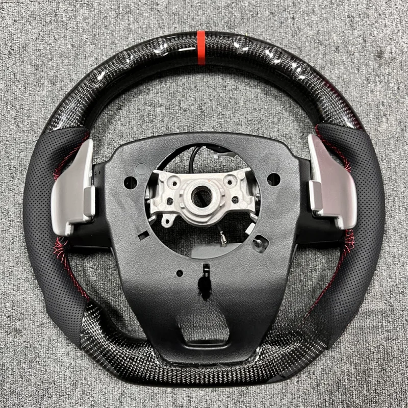 For Toyota LC76 LC70 Fortuner Vigo Hilux Revo GR Custom Real Carbon Fibre Steering Wheel with Shift Paddles