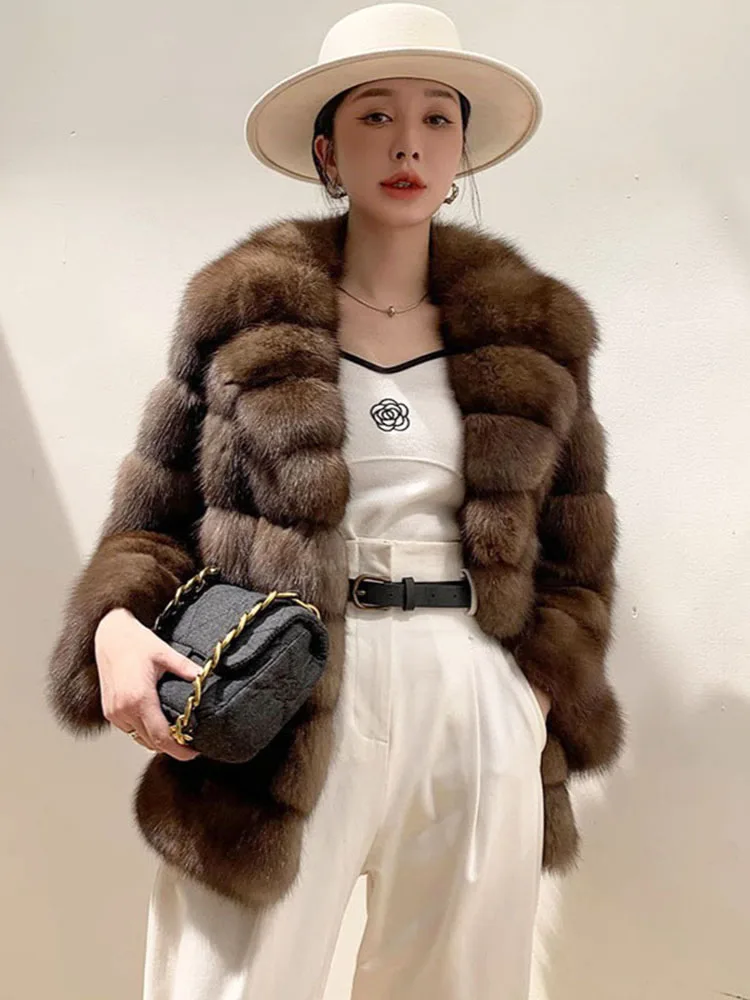 

Luxury Designer Mink Coat Woman Autumn Winter Lapel Furry Brown Faux Fur Coat Woman Clothes Chic Elegant Faux Fur Jacket Female