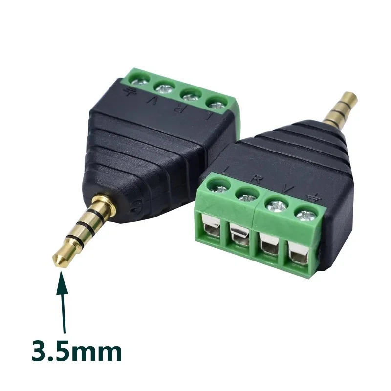 5/20/100PCS 3.5mm Stereo Connector Male Plug Female Jack To 4 Screw Double Track Female Terminal 4 Pole AV Balun Terminal Block