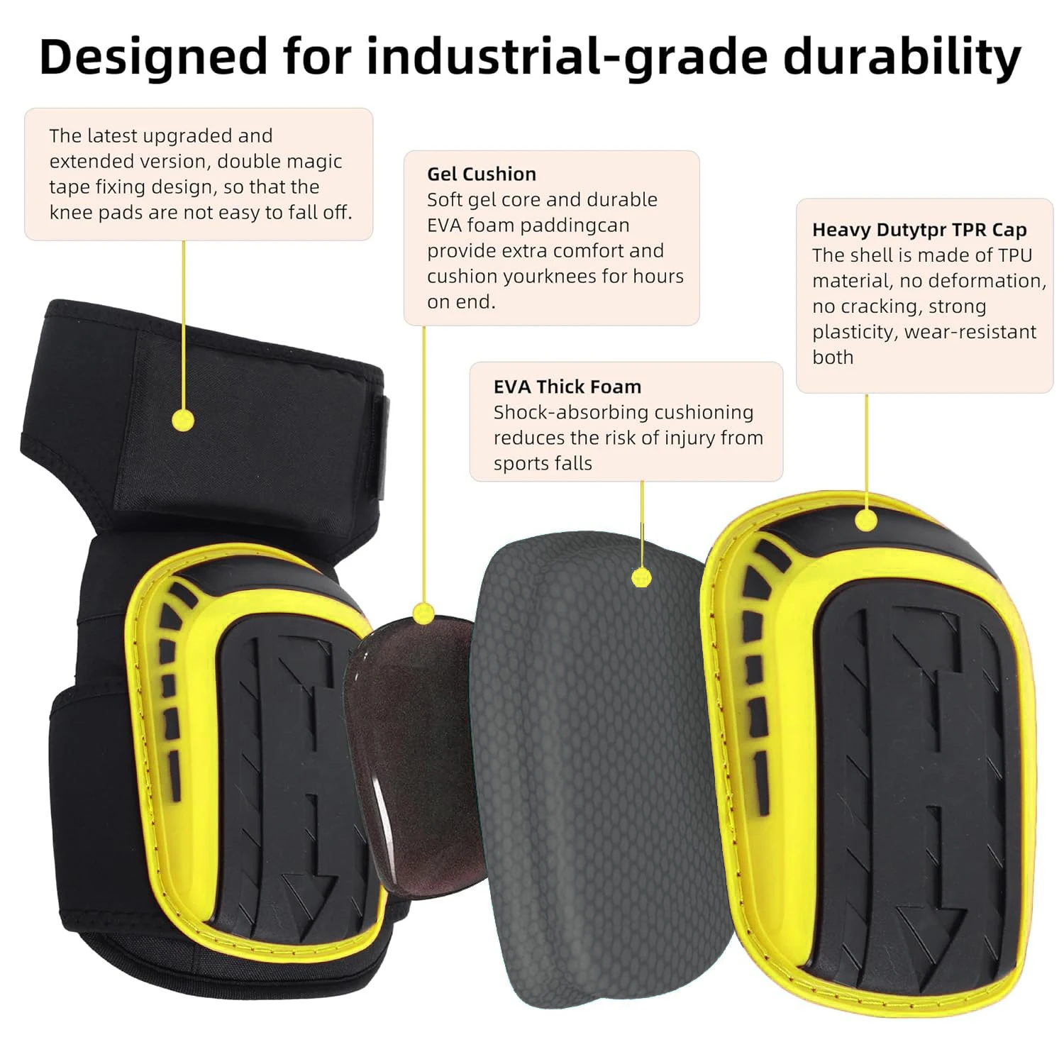 Construction Gel Knee Pads Tools,Knee Pads for Work, Comfortable Anti-slip for Cleaning/Mountaineering/Cycling/roller Skidding