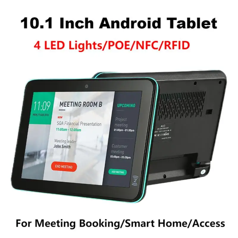 

10,1-дюймовое настенное крепление Android 13 NFC RFID-планшет контроля доступа 4 светодиодных панели Дисплей бронирования для встреч Панель управления умным домом