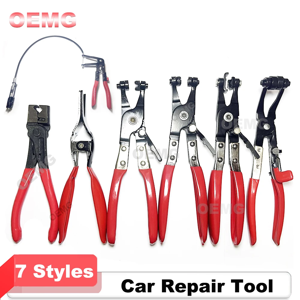 Car Hose Clamp Plier for Removal Installation of Ring-Type or Flat-Band Automotive Water Pipe Locking Pliers Repair Tool