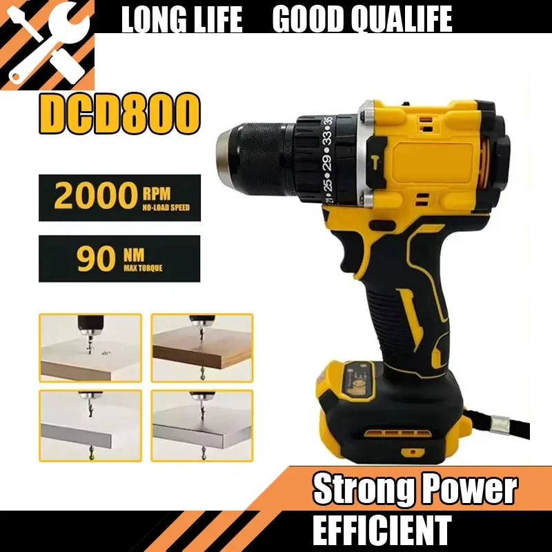 

DCD805 Бесщеточная ударная дрель Аккумуляторный электрический шуруповерт Многофункциональная ручная дрель с переменной скоростью Мощная посадка DEWALT Electric