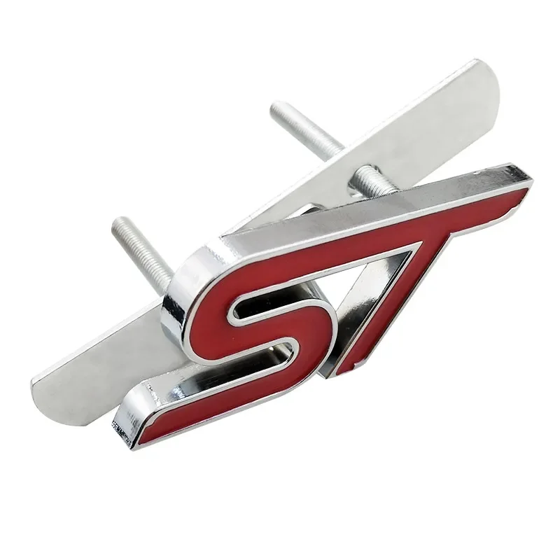 Metal Red Blue ST Front Grille Sticker Car Head Grill Emblem Badge Chrome Sticker for FORD FIESTA FOCUS MONDEO Auto Car Styling