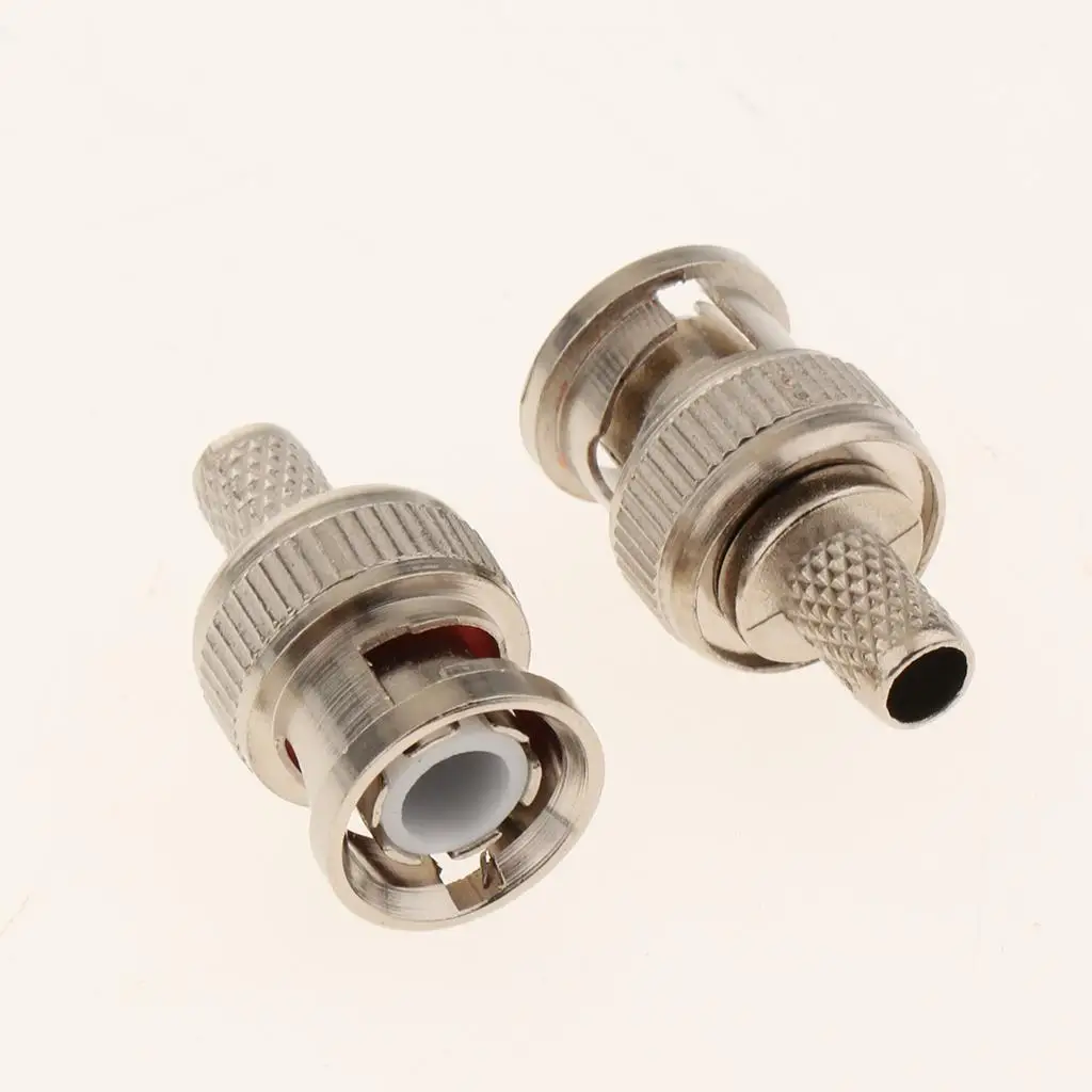 10 Pieces 3 in 1 Crimp On BNC Male Coax Coaxial Connector Worm BNC Plug Crimp Adapter Professional Fittings for RG59 Cable