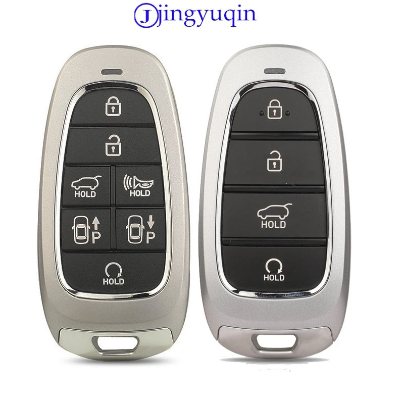 

jingyuqin Replacement 4/7Buttons Car Key Shell For Hyundai Nexo Sonata Tucson Santa Fe 2022+ Smart Keyless Card Fob Case