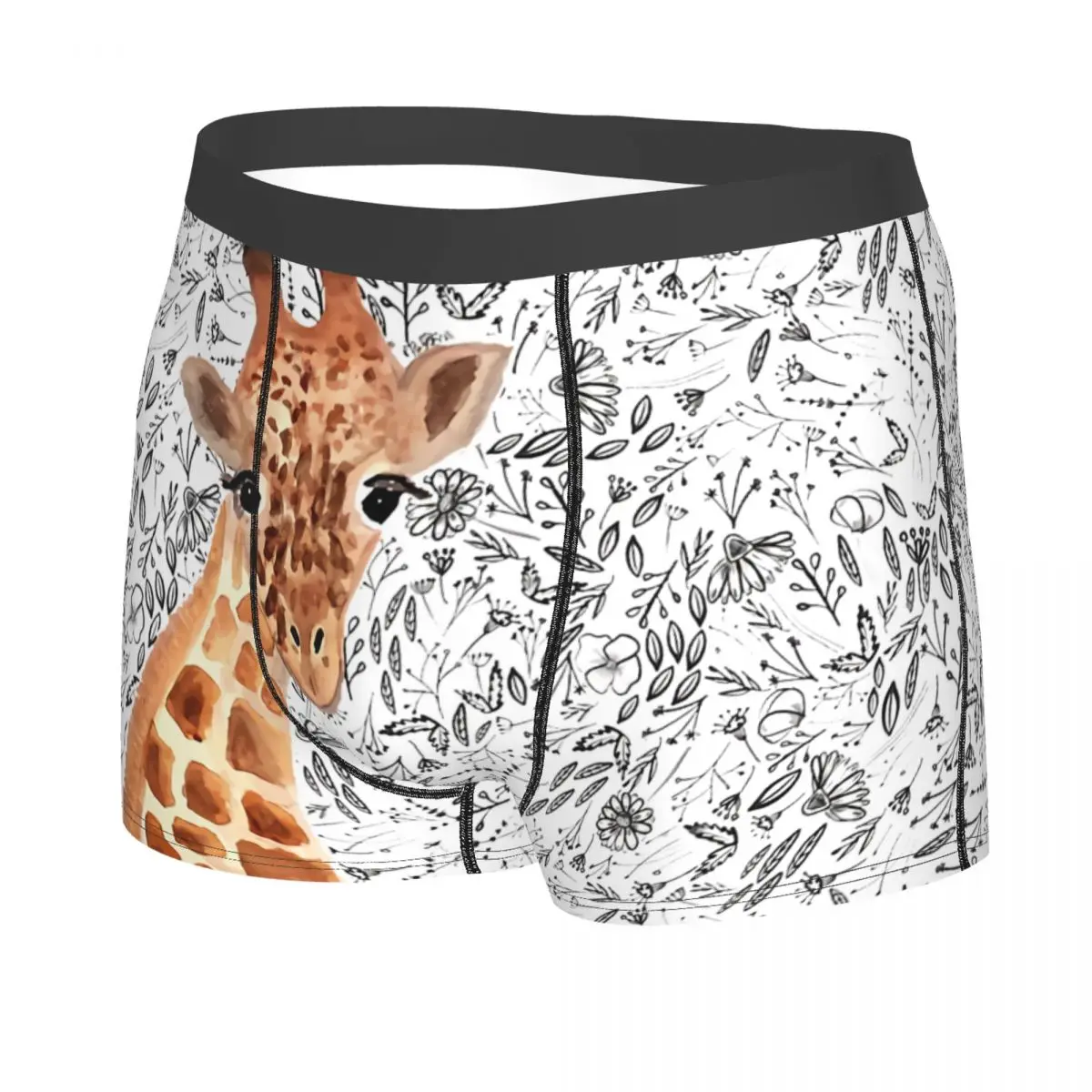 Watercolor Giraffe Men Boxer Briefs Animal Breathable Creative Underpants High Quality Print Shorts Gift Idea