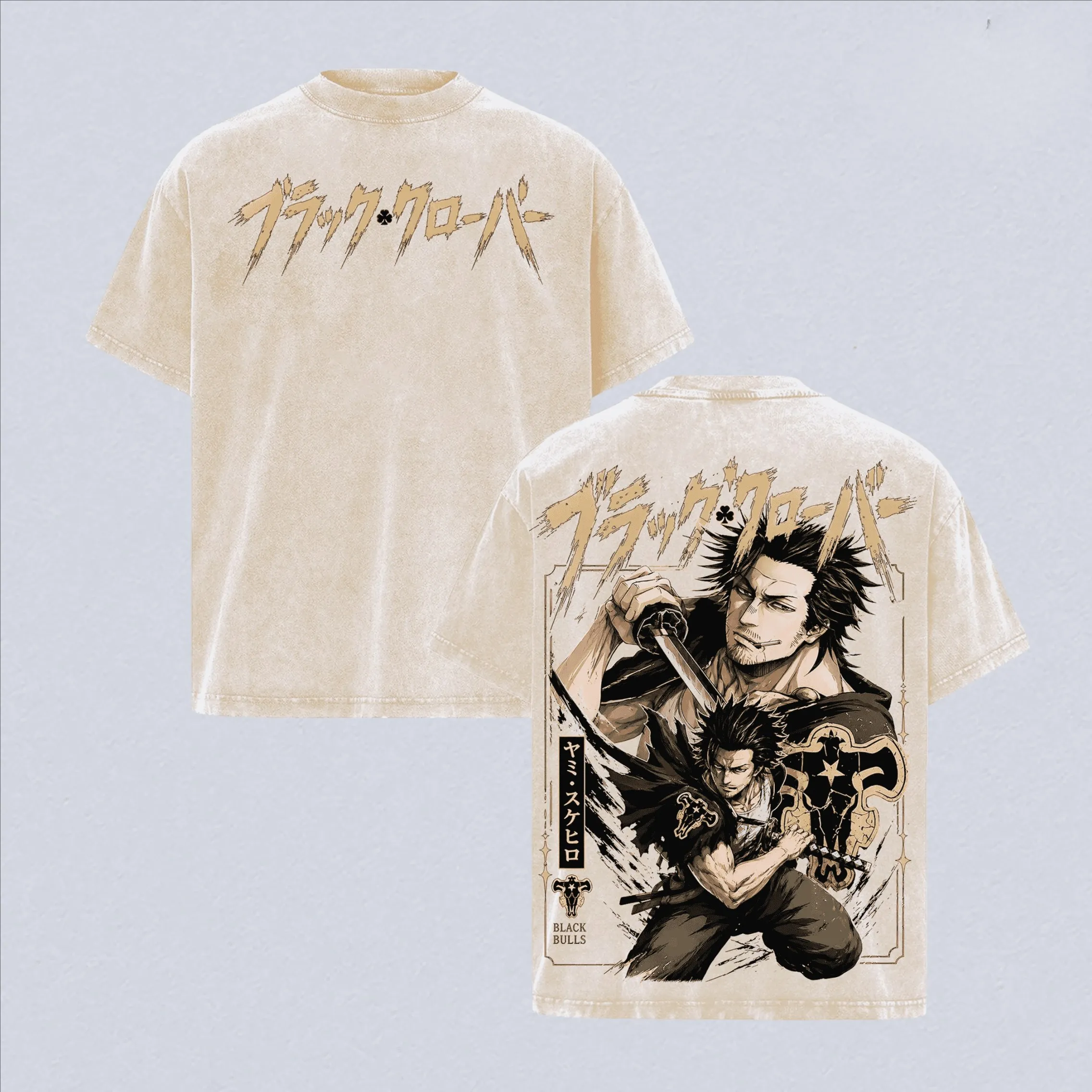 Anime Black Clover Yami Sukehiro T Shirt Vintage Y2k Washed  T-shirt Men Women Clothing Summer Short Sleeve Pure Cotton Tee Tops